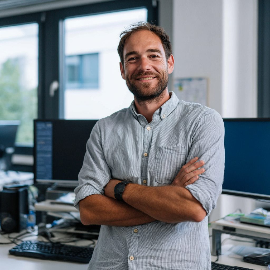 Das Foto zeigt einen Mitarbeiter der Buchhaltung, der über das Jobportal www.stellenangebotesaarland.de seinen neuen Job im Saarland gefunden hat.