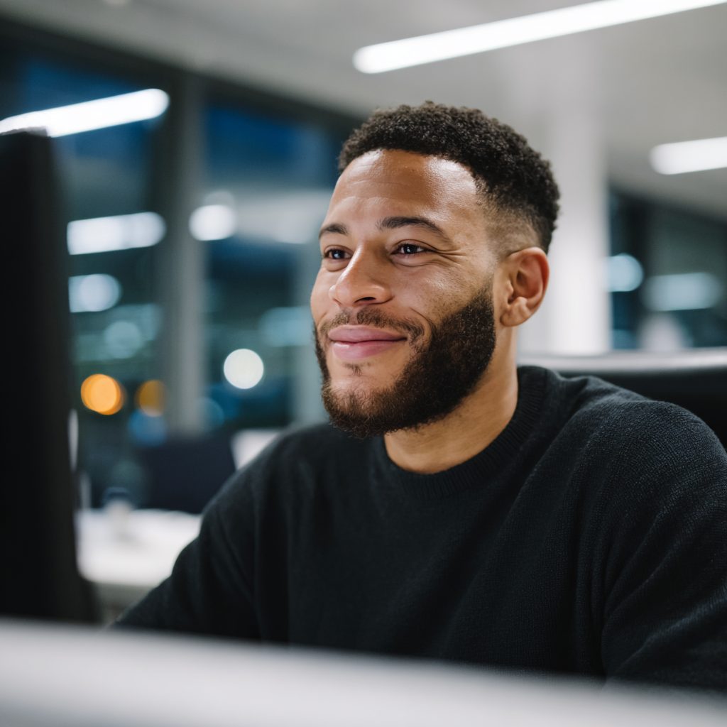 Das Foto zeigt einen Mitarbeiter in der Buchhaltung des SR.